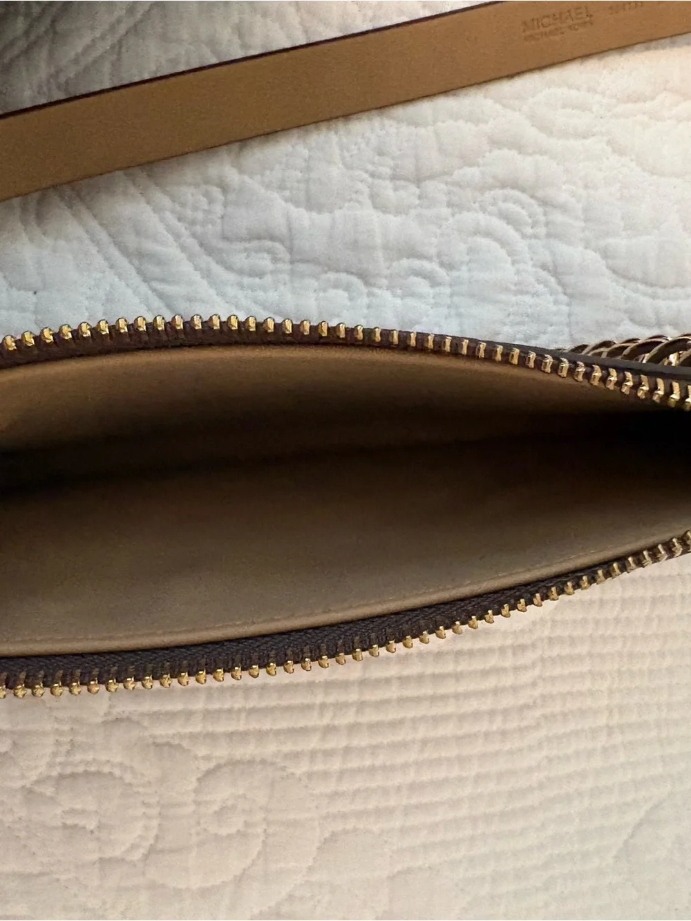 Michael Kors Dark Brown Logo Belt Bag with Gold Chain